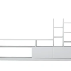 Mur TV Avec Rangements - Coloris : Blanc - FIDANA -Pas Cher Mobiliora Magasin meuble tv 3350531