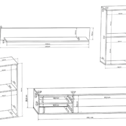 Mur TV DYLAN Avec Rangements - LEDs - Coloris : Blanc Et Béton -Pas Cher Mobiliora Magasin meuble tv 355407