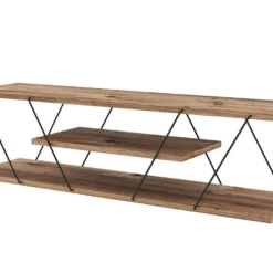 Meuble TV Avec 2 étagères - Naturel Et Noir - DELORY -Pas Cher Mobiliora Magasin meuble tv 3571741