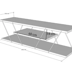 Meuble TV Avec 2 étagères - Blanc Et Noir - DELORY -Pas Cher Mobiliora Magasin meuble tv 3571939