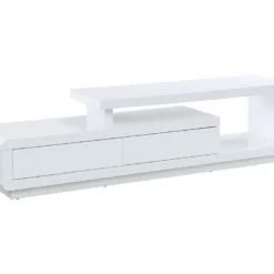 Meuble TV ARTABAN - 2 Tiroirs - MDF Laqué - Blanc -Pas Cher Mobiliora Magasin meuble tv 379131