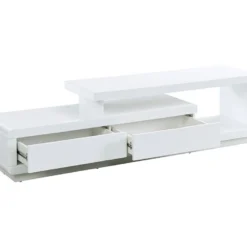 Meuble TV ARTABAN - 2 Tiroirs - MDF Laqué - Blanc -Pas Cher Mobiliora Magasin meuble tv 379133