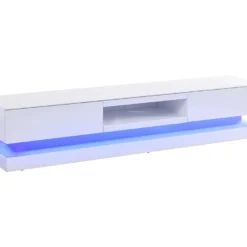 Meuble TV FIRMAMENT - MDF Laqué Blanc - LEDs - 2 Tiroirs & 1 Niche -Pas Cher Mobiliora Magasin meuble tv 379143