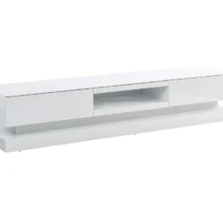 Meuble TV FIRMAMENT - MDF Laqué Blanc - LEDs - 2 Tiroirs & 1 Niche -Pas Cher Mobiliora Magasin meuble tv 379365