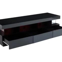 Meuble TV FABIO - MDF Laqué Noir - LEDs - 3 Tiroirs & 3 Niches 7 Meuble TV FABIO - MDF Laqué Noir - LEDs - 3 Tiroirs & 3 Niches -Pas Cher Mobiliora Magasin meuble tv 379607