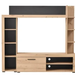 Mur TV BALTIMORE - Avec Rangements - Coloris : Chêne & Anthracite -Pas Cher Mobiliora Magasin meuble tv 381159