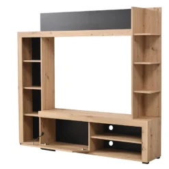 Mur TV BALTIMORE - Avec Rangements - Coloris : Chêne & Anthracite -Pas Cher Mobiliora Magasin meuble tv 381161