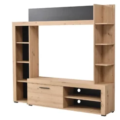 Mur TV BALTIMORE - Avec Rangements - Coloris : Chêne & Anthracite -Pas Cher Mobiliora Magasin meuble tv 381163