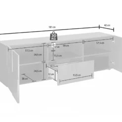 Meuble TV CALISTO - LEDs - 2 Portes & 1 Tiroir - Blanc Laqué 13 Meuble TV CALISTO - LEDs - 2 Portes & 1 Tiroir - Blanc Laqué -Pas Cher Mobiliora Magasin meuble tv 381781