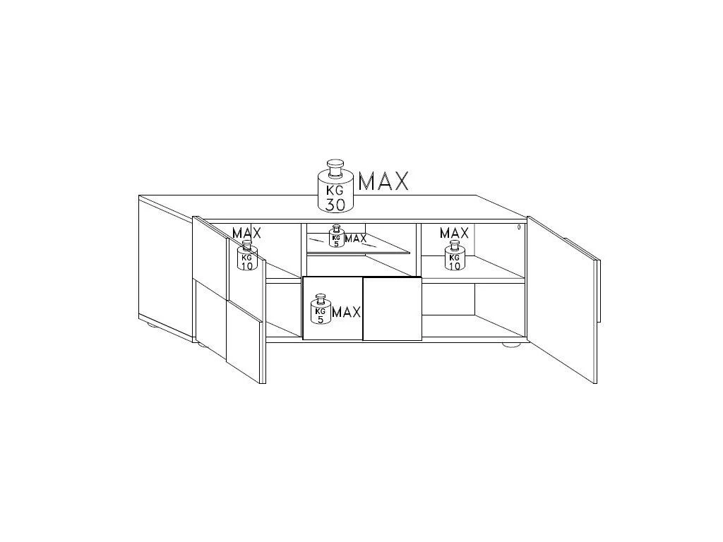 Meuble TV CALISTO - LEDs - 2 Portes & 1 Tiroir - Blanc Laqué 6 Meuble TV CALISTO - LEDs - 2 Portes & 1 Tiroir - Blanc Laqué – Image 4