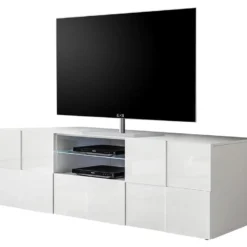 Meuble TV CALISTO - LEDs - 2 Portes & 1 Tiroir - Blanc Laqué 11 Meuble TV CALISTO - LEDs - 2 Portes & 1 Tiroir - Blanc Laqué -Pas Cher Mobiliora Magasin meuble tv 381785