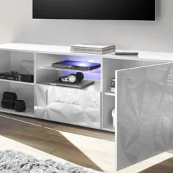 Meuble TV ERIS - LEDs - 2 Portes & 1 Tiroir - Blanc Laqué 13 Meuble TV ERIS - LEDs - 2 Portes & 1 Tiroir - Blanc Laqué -Pas Cher Mobiliora Magasin meuble tv 381795