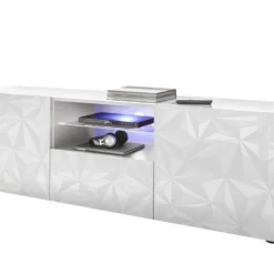 Meuble TV ERIS - LEDs - 2 Portes & 1 Tiroir - Blanc Laqué 11 Meuble TV ERIS - LEDs - 2 Portes & 1 Tiroir - Blanc Laqué -Pas Cher Mobiliora Magasin meuble tv 381799