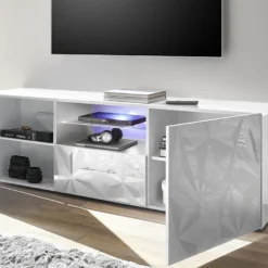 Meuble TV ERIS - LEDs - 2 Portes & 1 Tiroir - Blanc Laqué 9 Meuble TV ERIS - LEDs - 2 Portes & 1 Tiroir - Blanc Laqué -Pas Cher Mobiliora Magasin meuble tv 381803