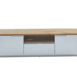 Meuble TV AMANI - 2 Portes & 1 Tiroir - MDF - Coloris: Blanc Laqué Et Chêne -Pas Cher Mobiliora Magasin meuble tv 385167