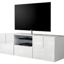 Meuble TV CALISTO - LEDs - 2 Portes & 1 Tiroir - Blanc Laqué 15 Meuble TV CALISTO - LEDs - 2 Portes & 1 Tiroir - Blanc Laqué -Pas Cher Mobiliora Magasin meuble tv 418263