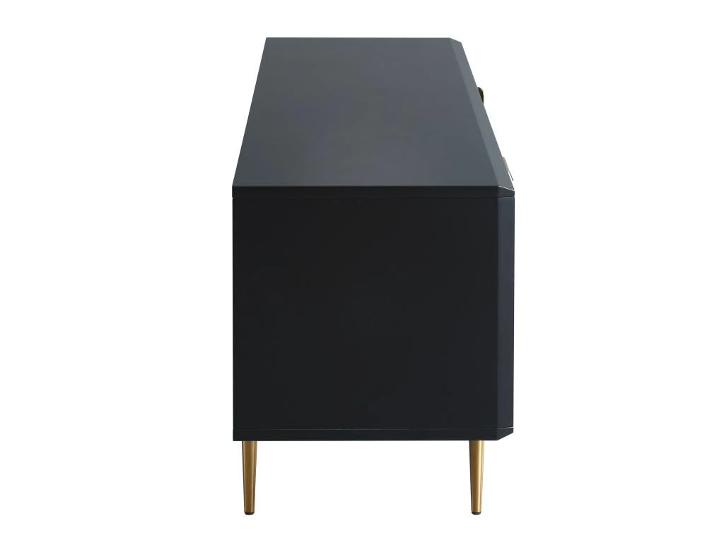 Meuble TV - 2 Portes Et 2 Tiroirs - MDF Et Métal - Noir Et Doré - LIKANA 8 Meuble TV - 2 Portes Et 2 Tiroirs - MDF Et Métal - Noir Et Doré - LIKANA – Image 6