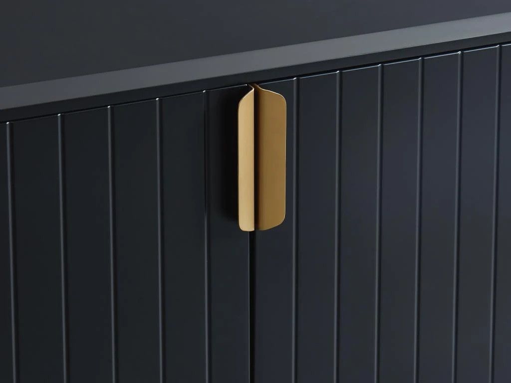 Meuble TV - 2 Portes Et 2 Tiroirs - MDF Et Métal - Noir Et Doré - LIKANA 12 Meuble TV - 2 Portes Et 2 Tiroirs - MDF Et Métal - Noir Et Doré - LIKANA – Image 10