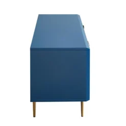 Meuble TV - 2 Portes Et 2 Tiroirs - MDF Et Métal - Bleu Et Doré - LIKANA -Pas Cher Mobiliora Magasin meuble tv 4305627
