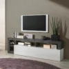 Meuble TV SEFRO - 1 Porte Et 4 Niches - Blanc Laqué Et Béton 1 Meuble TV SEFRO - 1 Porte Et 4 Niches - Blanc Laqué Et Béton -Pas Cher Mobiliora Magasin meuble tv 437231
