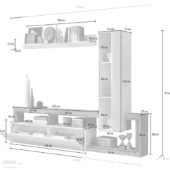 Mur TV Avec 2 Portes - Blanc Laqué Et Béton - SEFRO 11 Mur TV Avec 2 Portes - Blanc Laqué Et Béton - SEFRO -Pas Cher Mobiliora Magasin meuble tv 437257