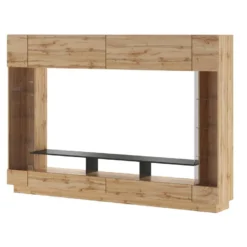 Mur TV Avec Rangements Et LEDs - Naturel - BRIANO 16 Mur TV Avec Rangements Et LEDs - Naturel - BRIANO -Pas Cher Mobiliora Magasin meuble tv 4451781