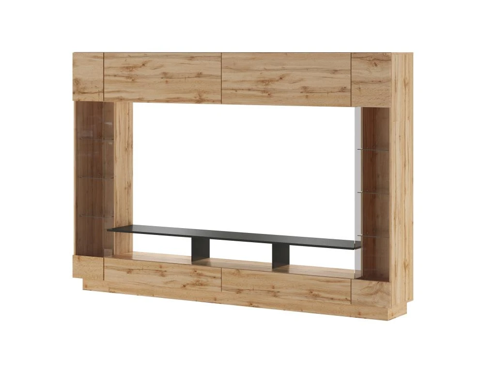 Mur TV Avec Rangements Et LEDs - Naturel - BRIANO 9 Mur TV Avec Rangements Et LEDs - Naturel - BRIANO – Image 7