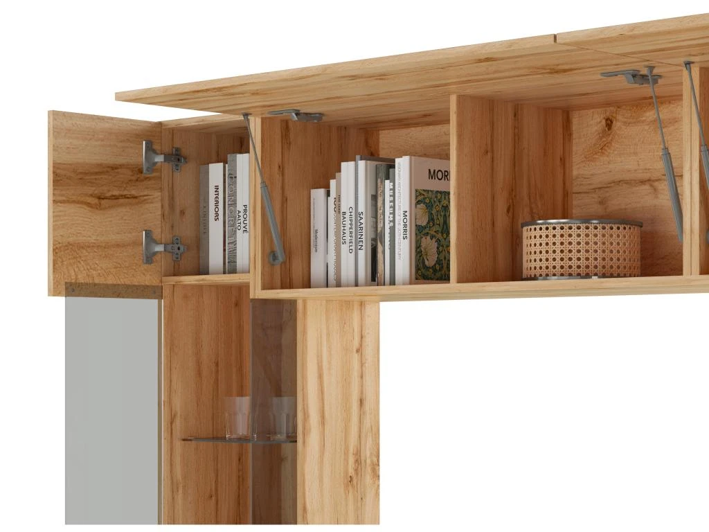 Mur TV Avec Rangements Et LEDs - Naturel - BRIANO 8 Mur TV Avec Rangements Et LEDs - Naturel - BRIANO – Image 6