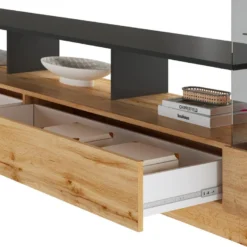 Mur TV Avec Rangements Et LEDs - Naturel - BRIANO 14 Mur TV Avec Rangements Et LEDs - Naturel - BRIANO -Pas Cher Mobiliora Magasin meuble tv 4451785