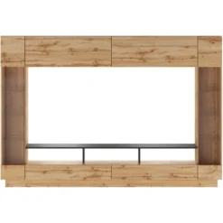 Mur TV Avec Rangements Et LEDs - Naturel - BRIANO 13 Mur TV Avec Rangements Et LEDs - Naturel - BRIANO -Pas Cher Mobiliora Magasin meuble tv 4451797