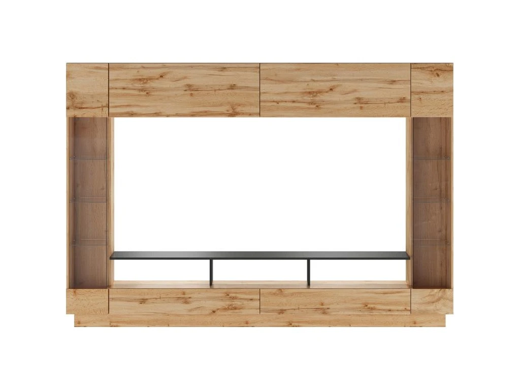 Mur TV Avec Rangements Et LEDs - Naturel - BRIANO 6 Mur TV Avec Rangements Et LEDs - Naturel - BRIANO – Image 4