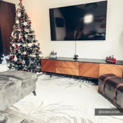 Meuble TV ISMAEL - 3 Portes & 2 Tiroirs - MDF Placage Noyer Et Métal Noir -Pas Cher Mobiliora Magasin meuble tv 452597