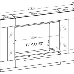Mur TV BLAKE Avec Rangements - LEDs - MDF Anthracite -Pas Cher Mobiliora Magasin meuble tv 480171