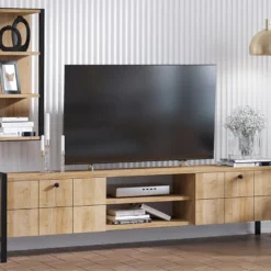 Ensemble TV - 2 Portes Et 2 Niches - Naturel Et Noir - PAMINA