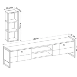 Ensemble TV - 2 Portes Et 2 Niches - Naturel Et Noir - PAMINA -Pas Cher Mobiliora Magasin meuble tv 503271