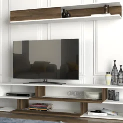 Ensemble TV - 2 Portes - Naturel Et Blanc - MAROFARI 11 Ensemble TV - 2 Portes - Naturel Et Blanc - MAROFARI -Pas Cher Mobiliora Magasin meuble tv 504053