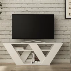 Meuble TV - 1 étagère - Blanc - ZANELO -Pas Cher Mobiliora Magasin meuble tv 504065