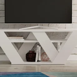 Meuble TV - 1 étagère - Blanc - ZANELO -Pas Cher Mobiliora Magasin meuble tv 504073