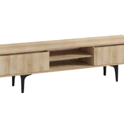 Meuble TV - 2 Tiroirs Et 2 Niches - Naturel Et Noir - OLIENA 10 Meuble TV - 2 Tiroirs Et 2 Niches - Naturel Et Noir - OLIENA -Pas Cher Mobiliora Magasin meuble tv 504083