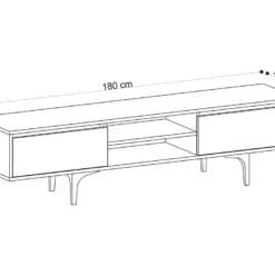 Meuble TV - 2 Tiroirs Et 2 Niches - Naturel Et Noir - OLIENA 11 Meuble TV - 2 Tiroirs Et 2 Niches - Naturel Et Noir - OLIENA -Pas Cher Mobiliora Magasin meuble tv 504087