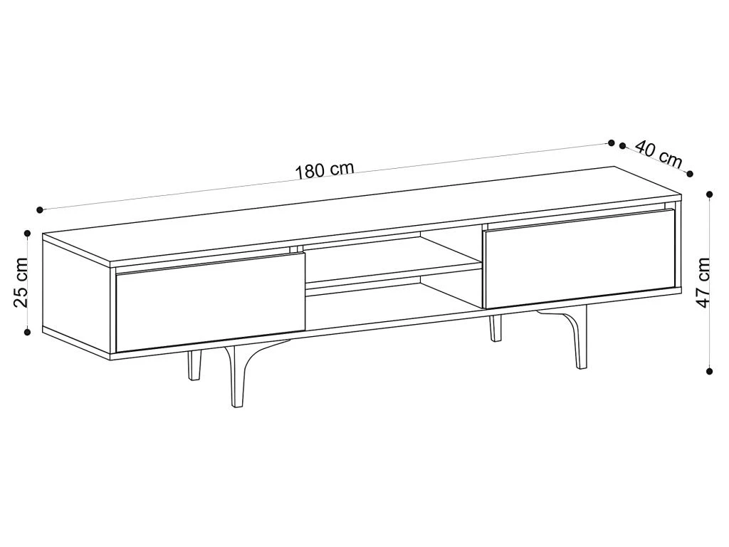Meuble TV - 2 Tiroirs Et 2 Niches - Naturel Et Noir - OLIENA 7 Meuble TV - 2 Tiroirs Et 2 Niches - Naturel Et Noir - OLIENA – Image 5