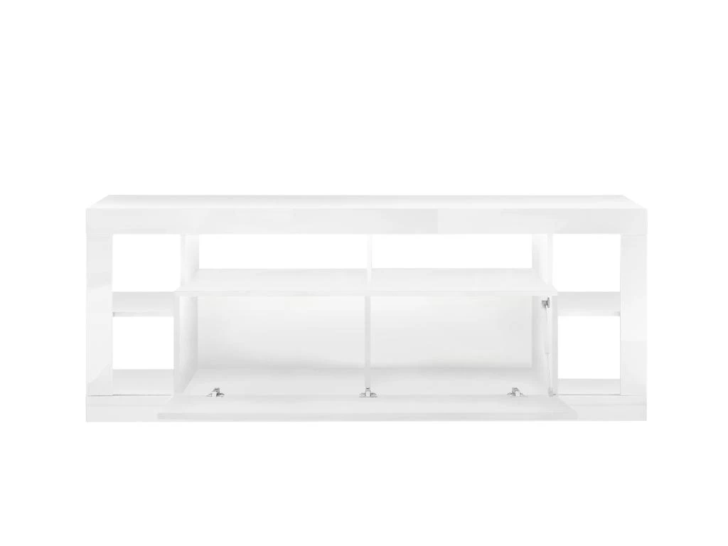 Meuble TV - 1 Porte Et 6 Niches - Avec LEDs - Blanc Laqué - BALKA 8 Meuble TV - 1 Porte Et 6 Niches - Avec LEDs - Blanc Laqué - BALKA – Image 6