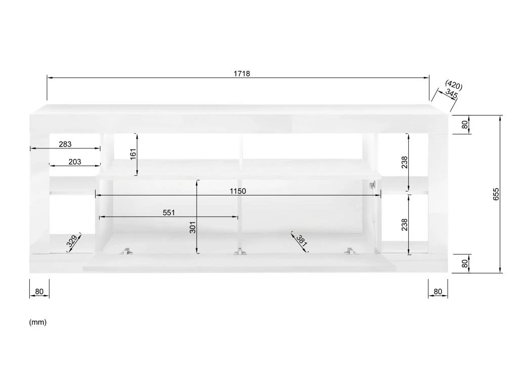 Meuble TV - 1 Porte Et 6 Niches - Avec LEDs - Blanc Laqué - BALKA 7 Meuble TV - 1 Porte Et 6 Niches - Avec LEDs - Blanc Laqué - BALKA – Image 5