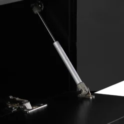 Meuble TV Avec 3 Portes Et 2 Niches - Avec Leds - MDF Laqué - Noir - BANON -Pas Cher Mobiliora Magasin meuble tv 5734633