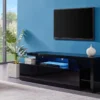 Meuble TV Avec 3 Portes Et 2 Niches - Avec Leds - MDF Laqué - Noir - BANON 2 Meuble TV Avec 3 Portes Et 2 Niches - Avec Leds - MDF Laqué - Noir - BANON -Pas Cher Mobiliora Magasin meuble tv 5734641