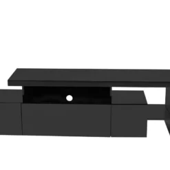 Meuble TV Avec 3 Portes Et 2 Niches - Avec Leds - MDF Laqué - Noir - BANON -Pas Cher Mobiliora Magasin meuble tv 5734645