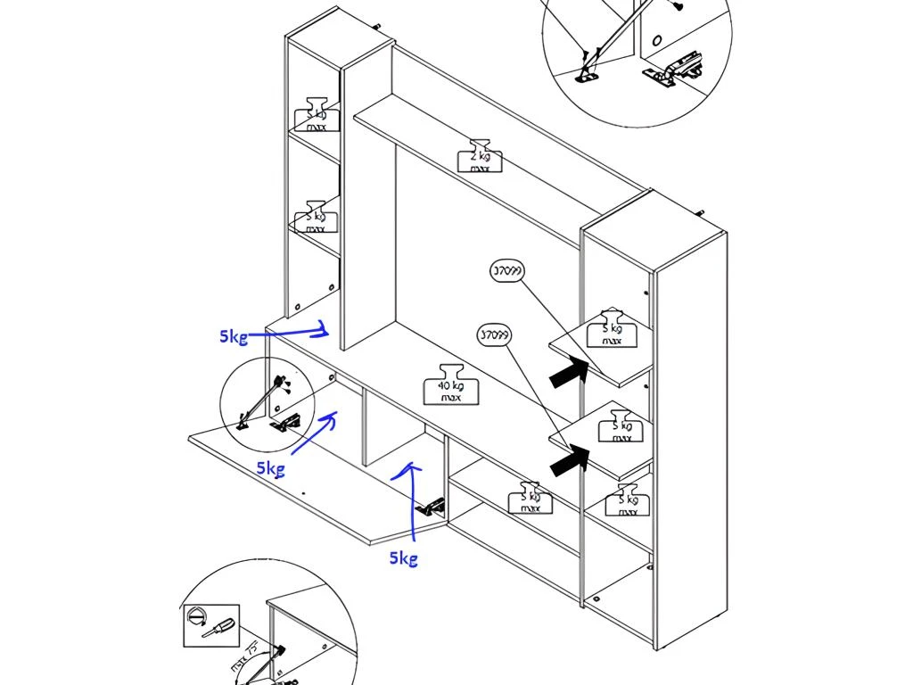 Mur TV Avec Rangements - Coloris : Naturel Et Gris - VURLENI 9 Mur TV Avec Rangements - Coloris : Naturel Et Gris - VURLENI – Image 7