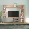 Mur TV Avec Rangements - Coloris : Naturel Et Gris - VURLENI -Pas Cher Mobiliora Magasin meuble tv 6061077