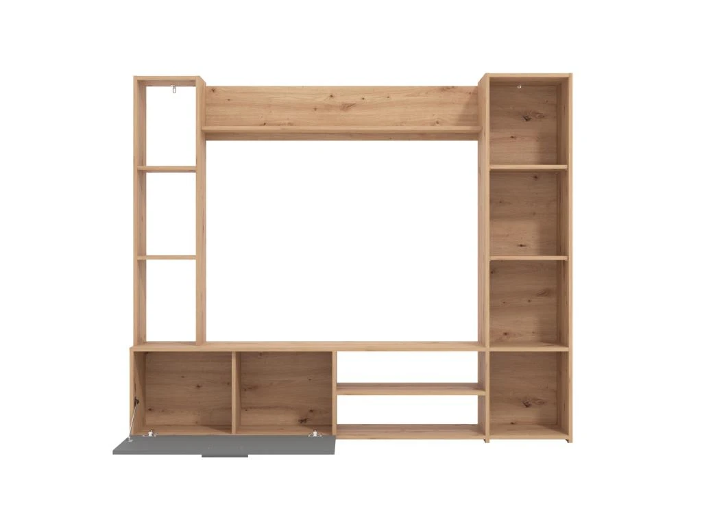 Mur TV Avec Rangements - Coloris : Naturel Et Gris - VURLENI 7 Mur TV Avec Rangements - Coloris : Naturel Et Gris - VURLENI – Image 5