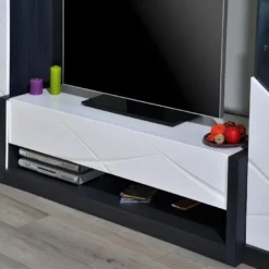 Meuble TV 1 Tiroir Et 1 Niche - Avec LEDs - Anthracite Et Blanc Laqué - LUDMILA 7 Meuble TV 1 Tiroir Et 1 Niche - Avec LEDs - Anthracite Et Blanc Laqué - LUDMILA -Pas Cher Mobiliora Magasin meuble tv 6143591